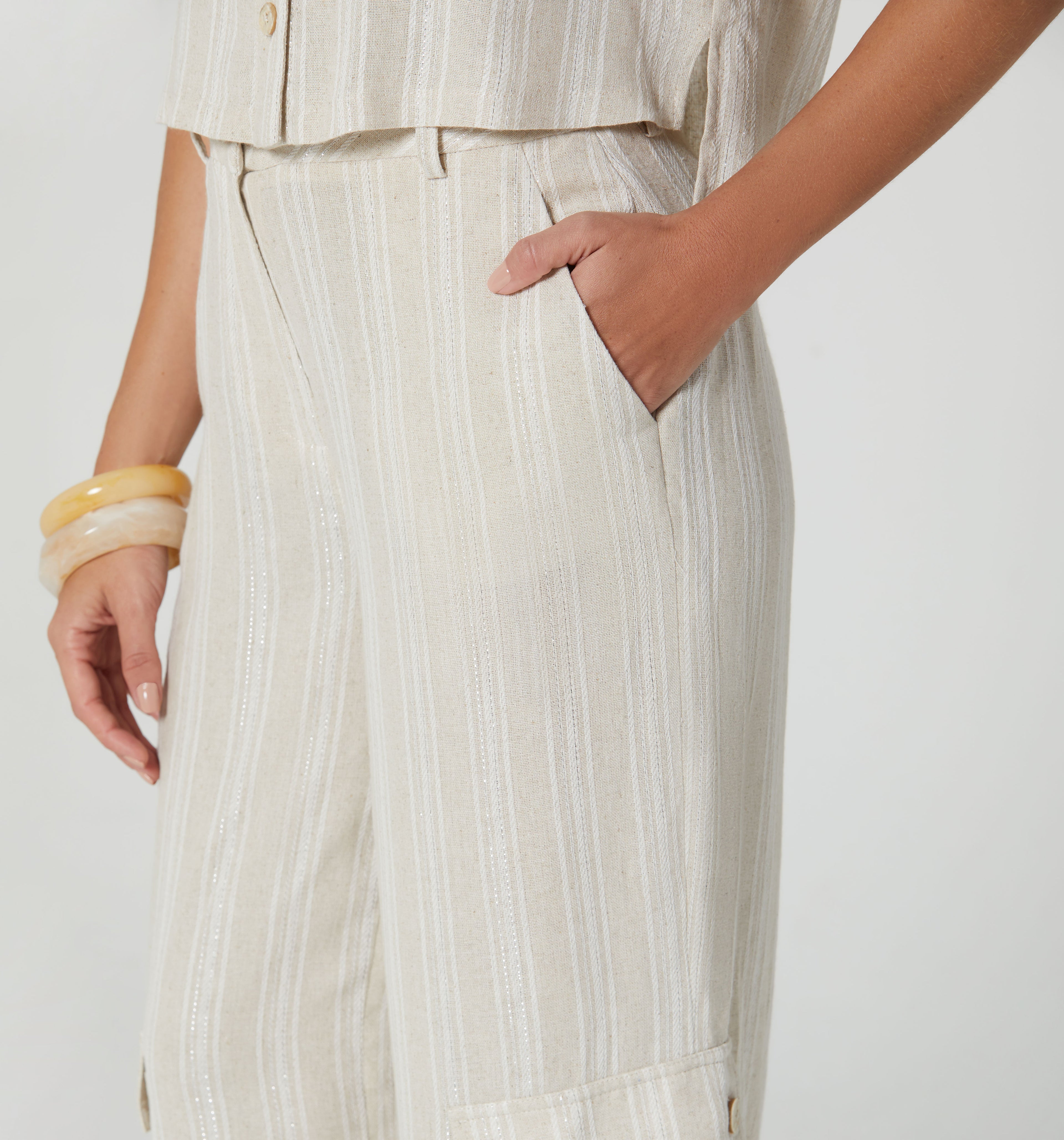 Pantalon Palazo Tiro Alto - Beige