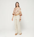 Pantalon Tiro Alto Con Insumo - Beige