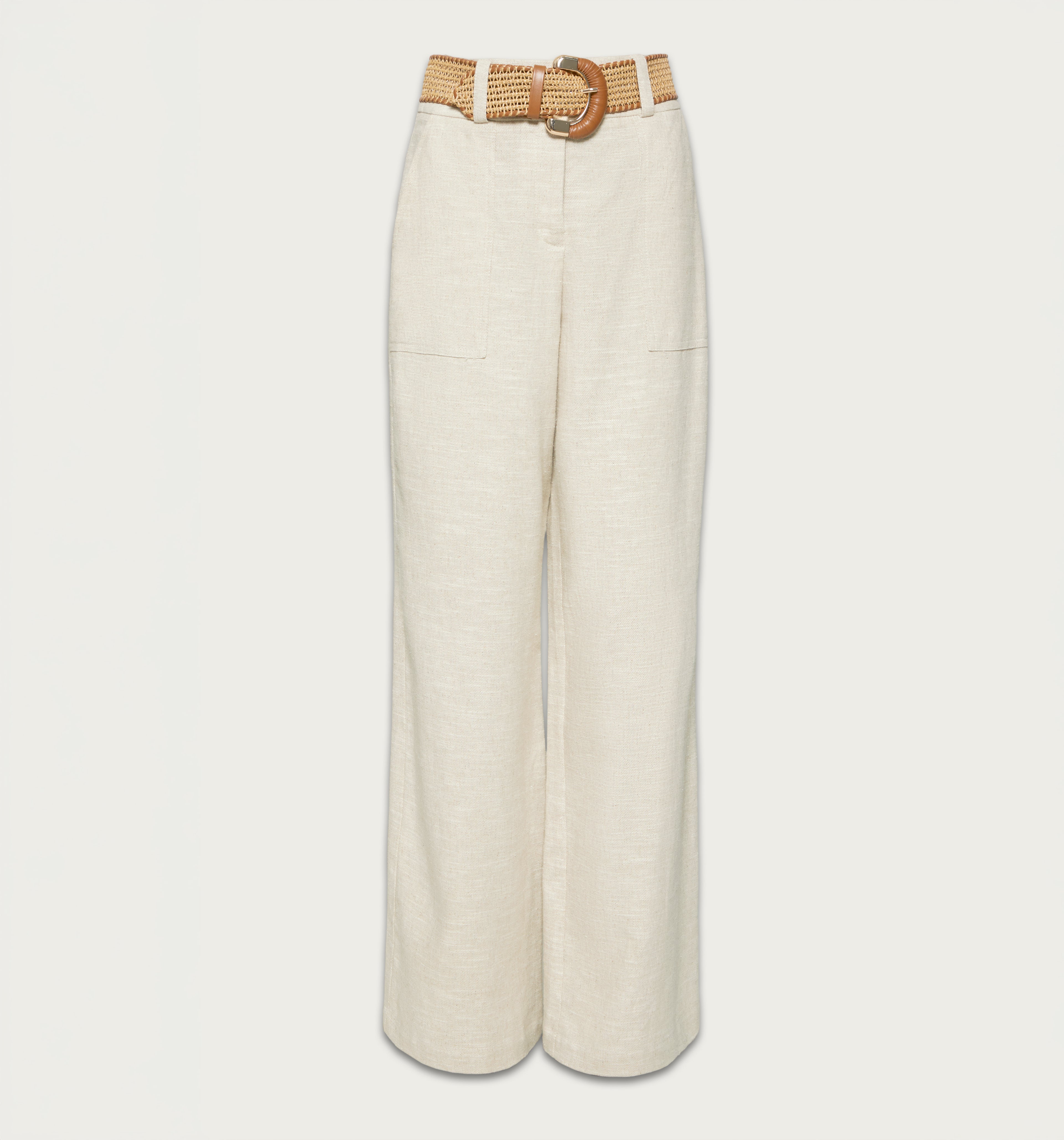 Pantalon Tiro Alto Con Insumo - Beige
