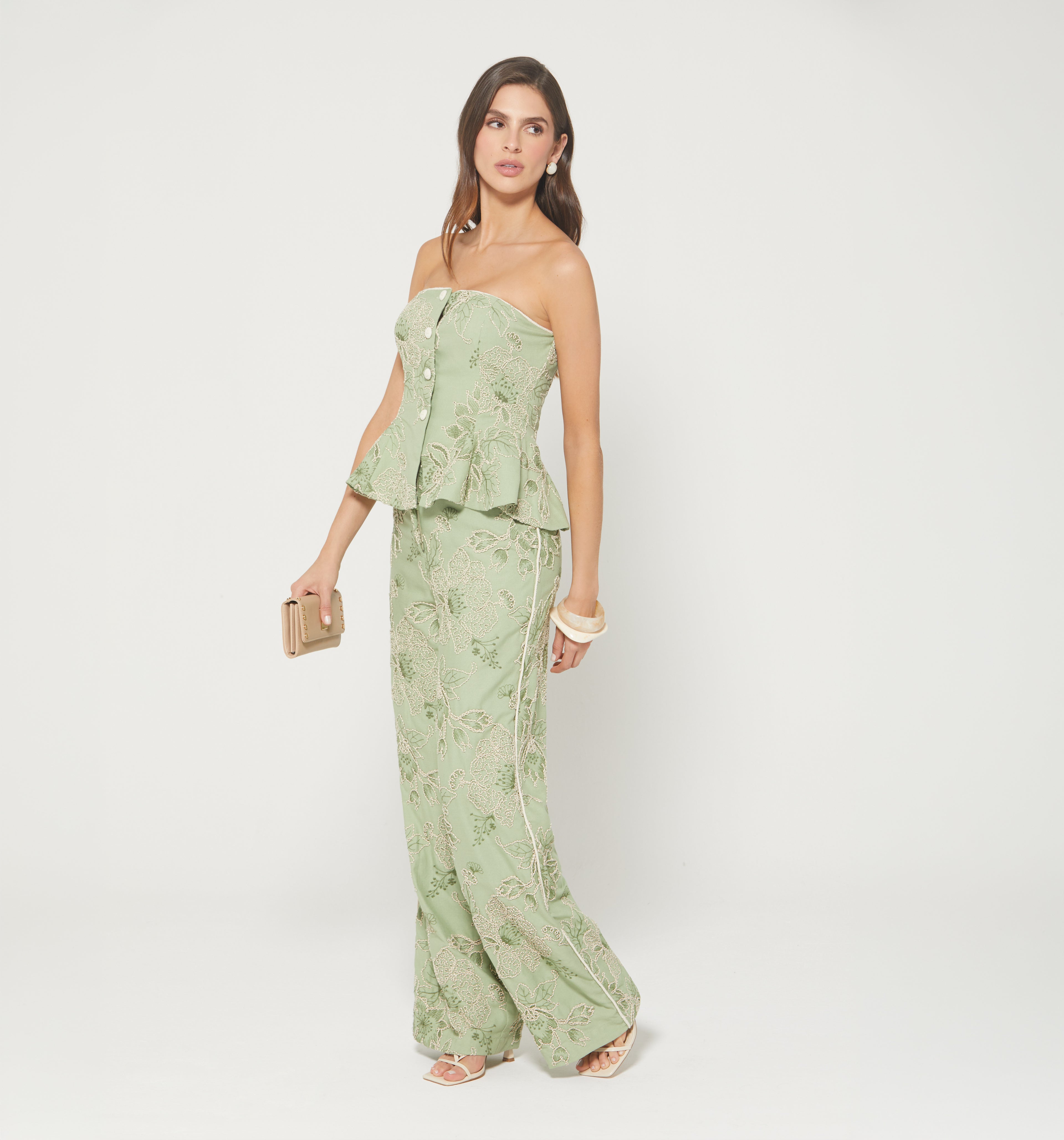 Pantalon Palazo Tiro Alto - Verde