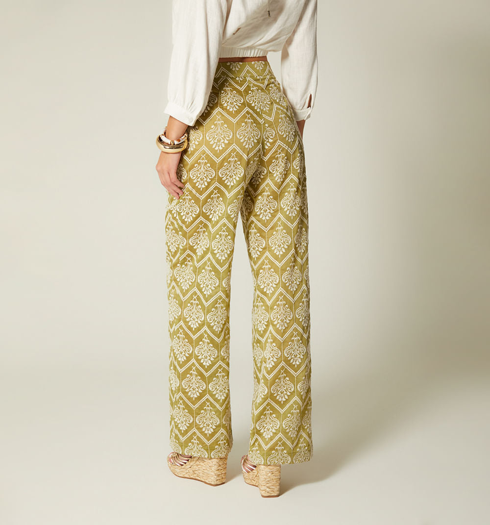 Pantalon Palazzo Tiro Alto - Verde