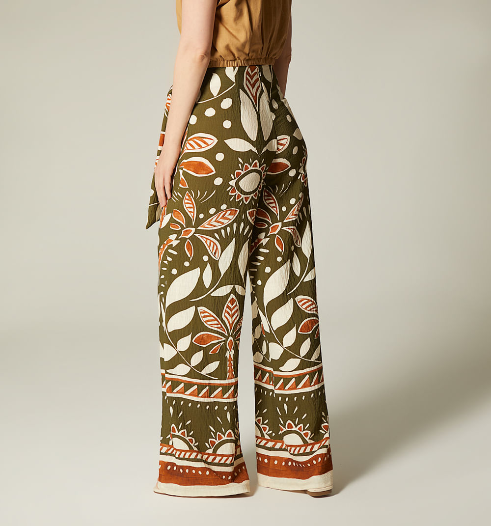 Pantalon Tiro Alto De Amarre Adelante - Verde