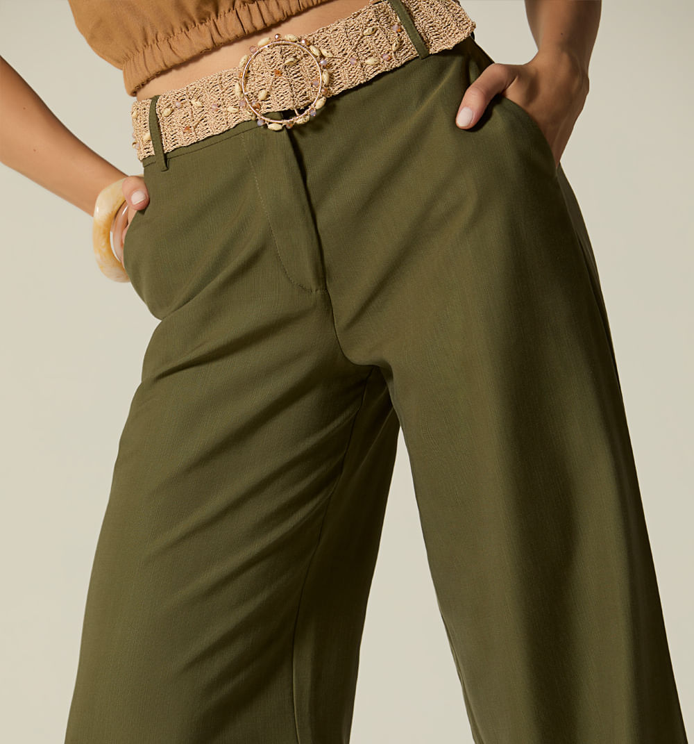 Pantalon Palazo Tiro Alto Con Correa