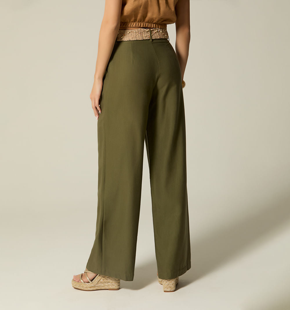 Pantalon Palazo Tiro Alto Con Correa