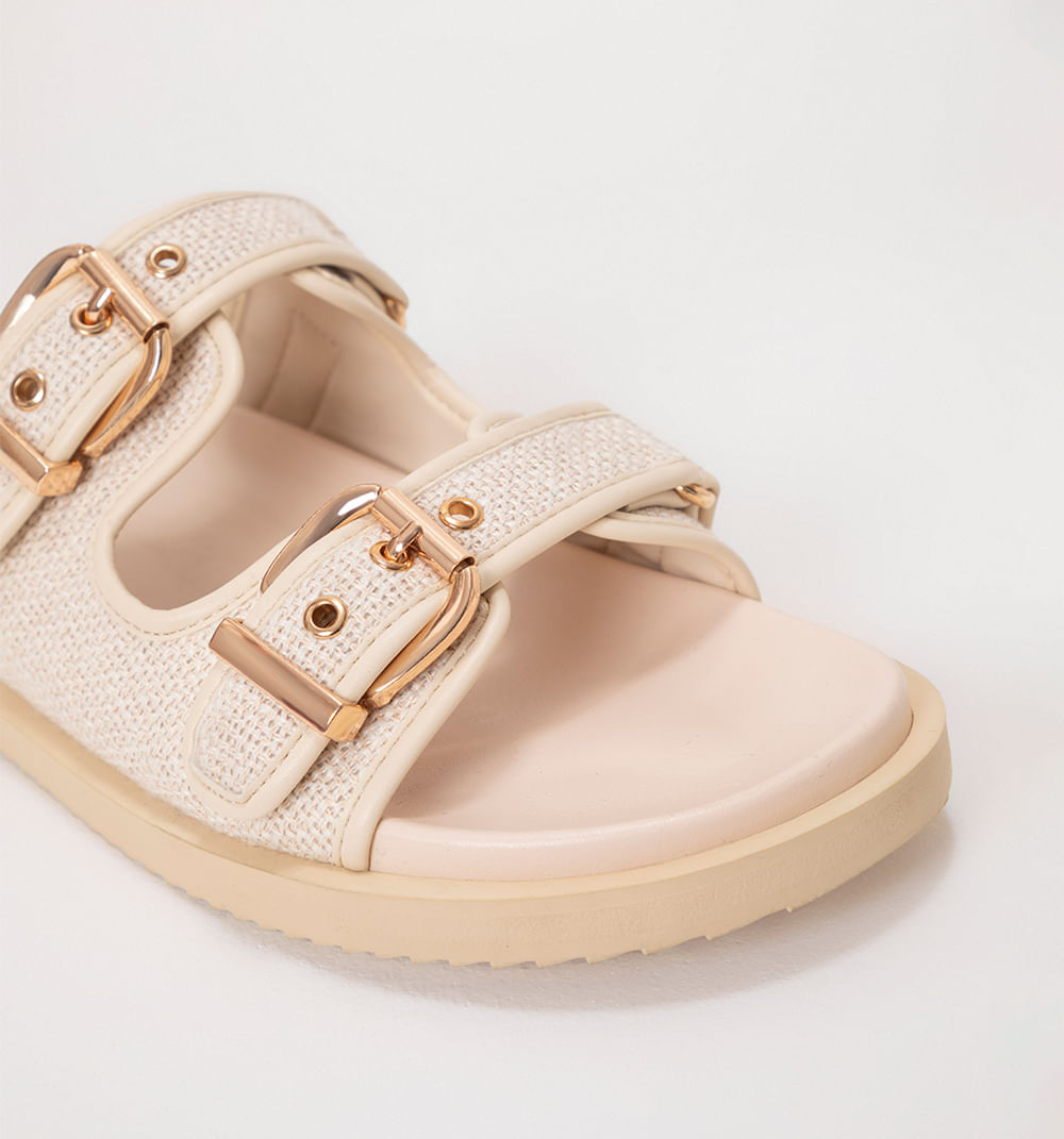 Sandalia Plana Con Hebillas Regulables