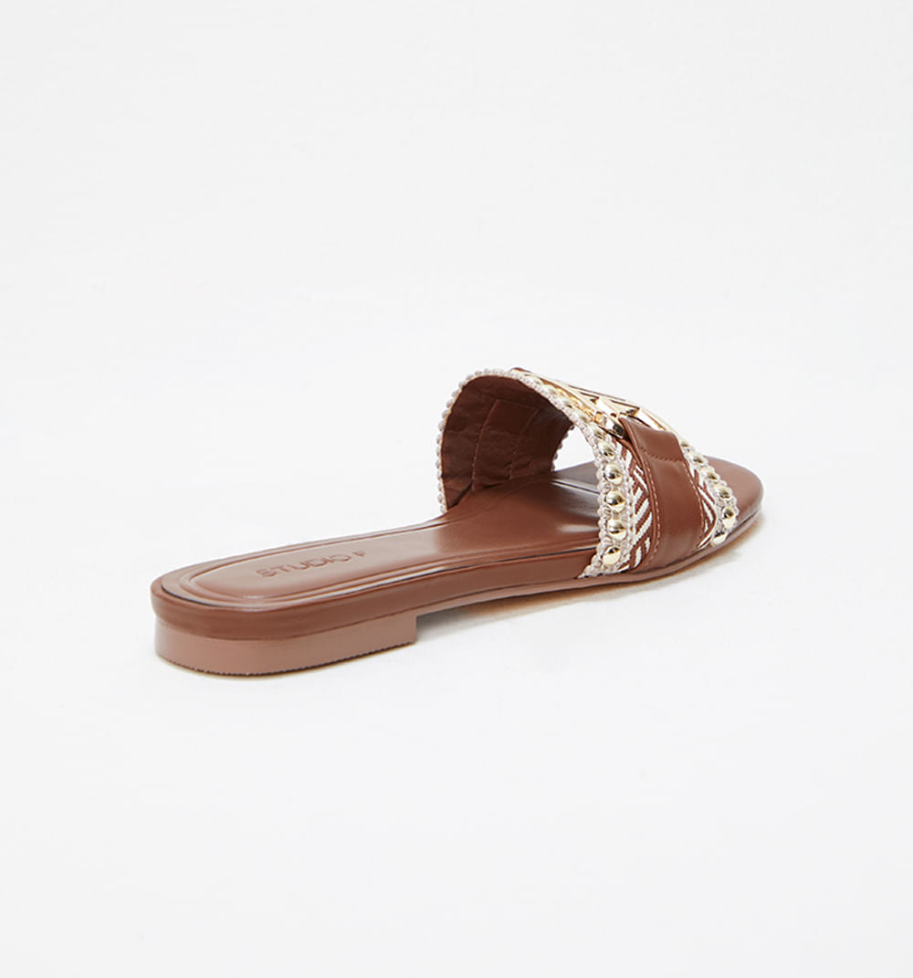 Sandalia Plana Con Logo Doble F