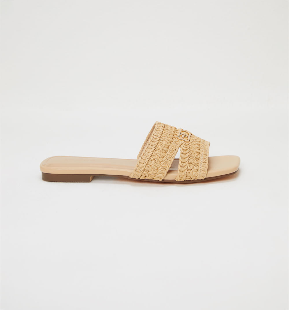 Sandalia Plana Con Capellada Organica - Beige