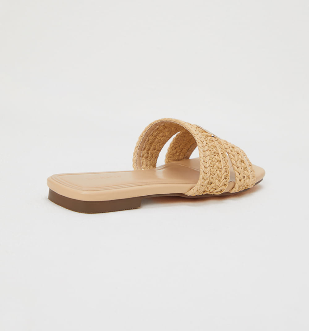 Sandalia Plana Con Capellada Organica - Beige