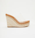 Sandalia Plataforma Con Vinilo Y Yute