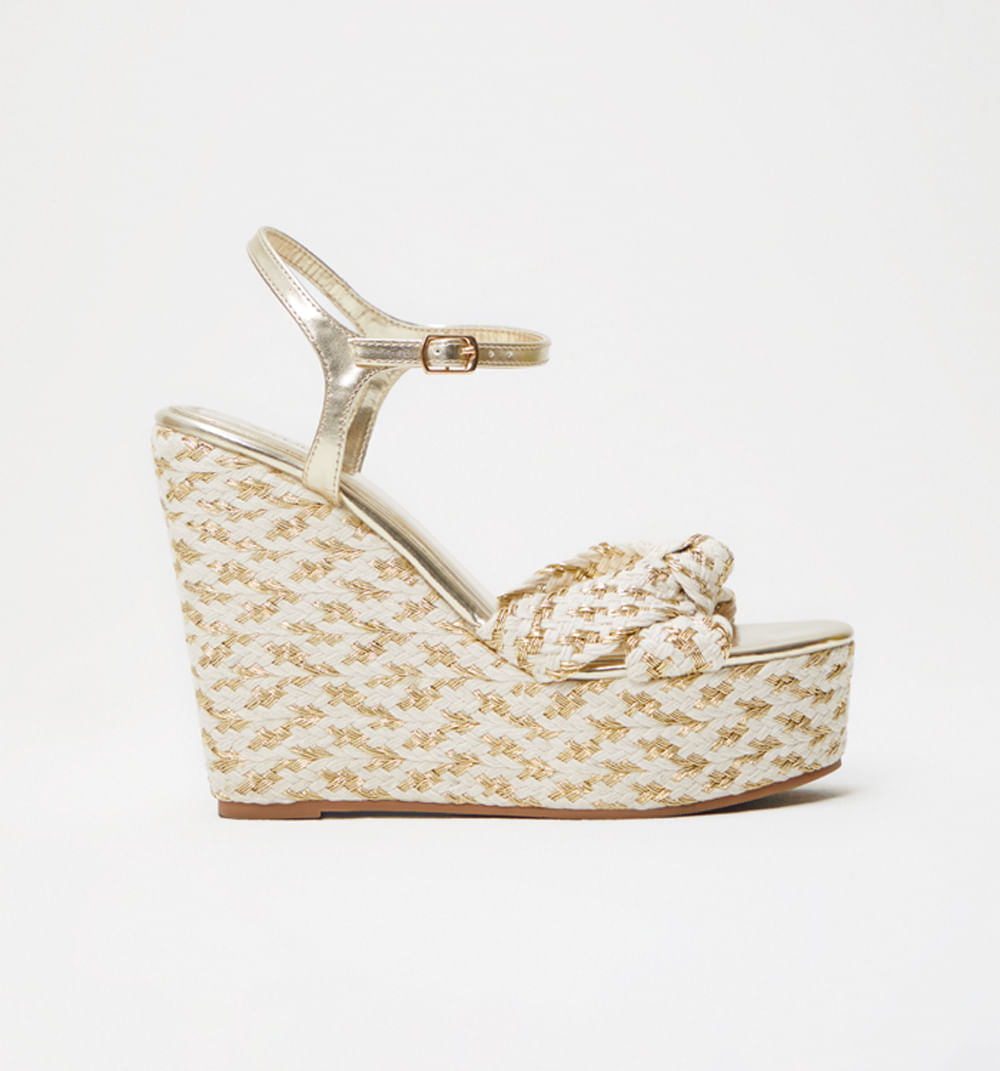 Sandalia Plataforma Cruzada Con Lurex
