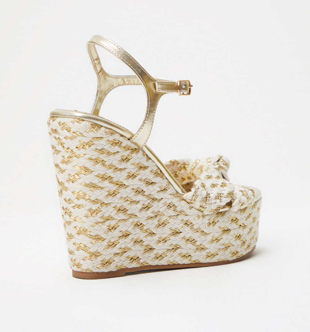 Sandalia Plataforma Cruzada Con Lurex