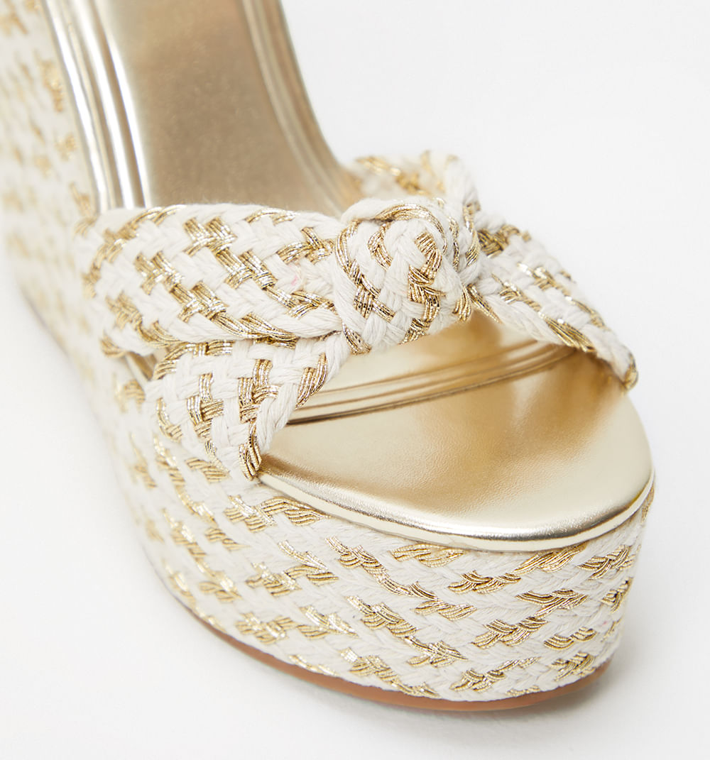 Sandalia Plataforma Cruzada Con Lurex