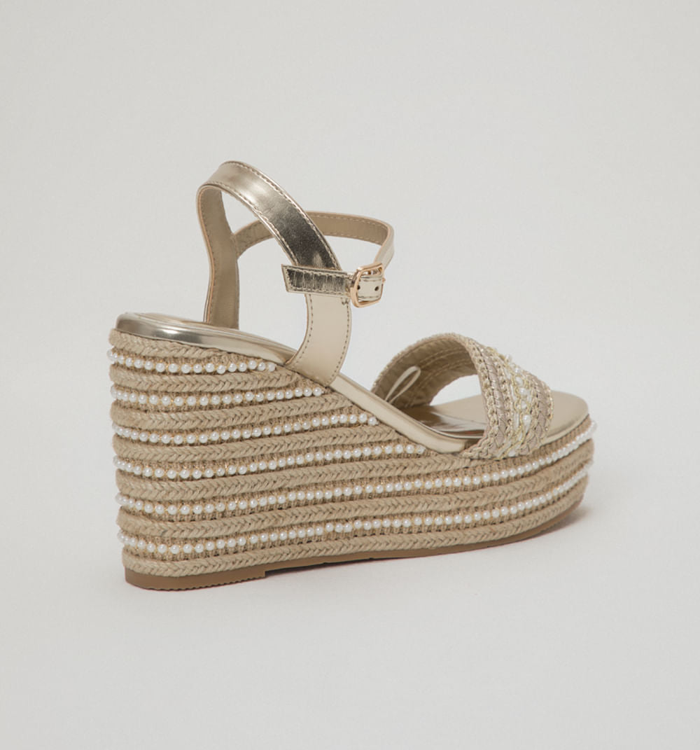 Sandalia Plantaforma Con Perlas