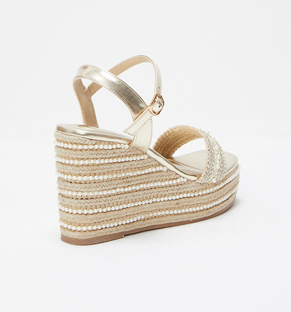 Sandalia Plantaforma Con Perlas