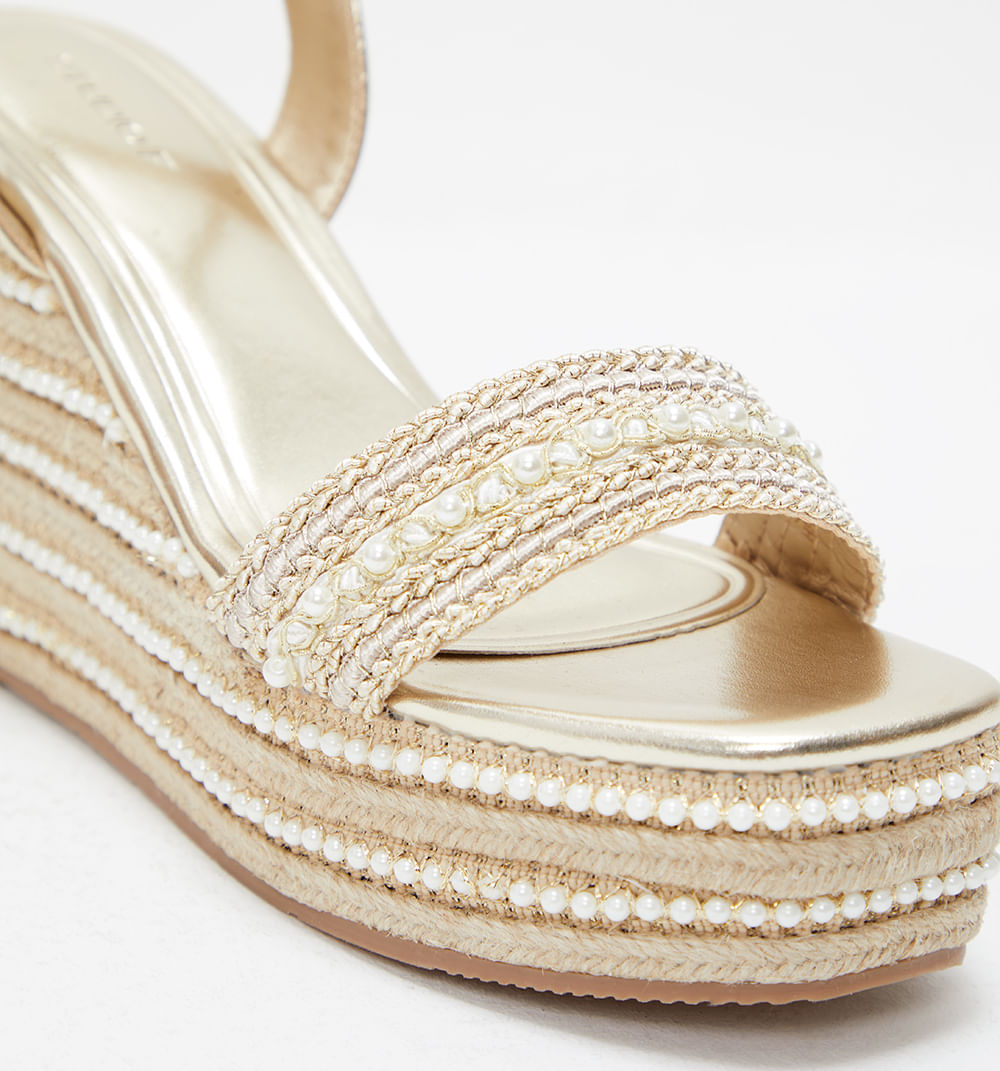 Sandalia Plantaforma Con Perlas