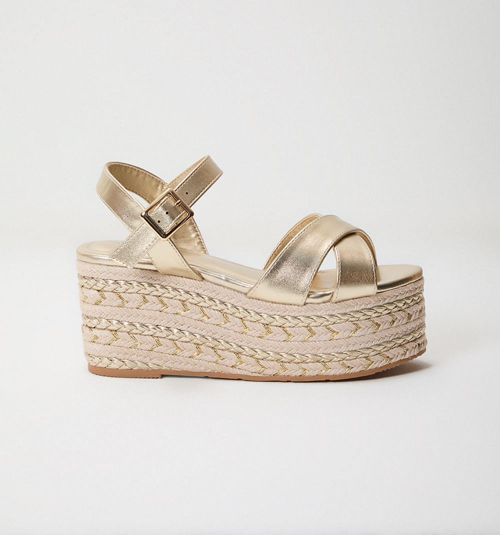 Sandalia Plana Con Hebillas