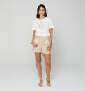 Short Tiro Alto Bolsillos Con Flores