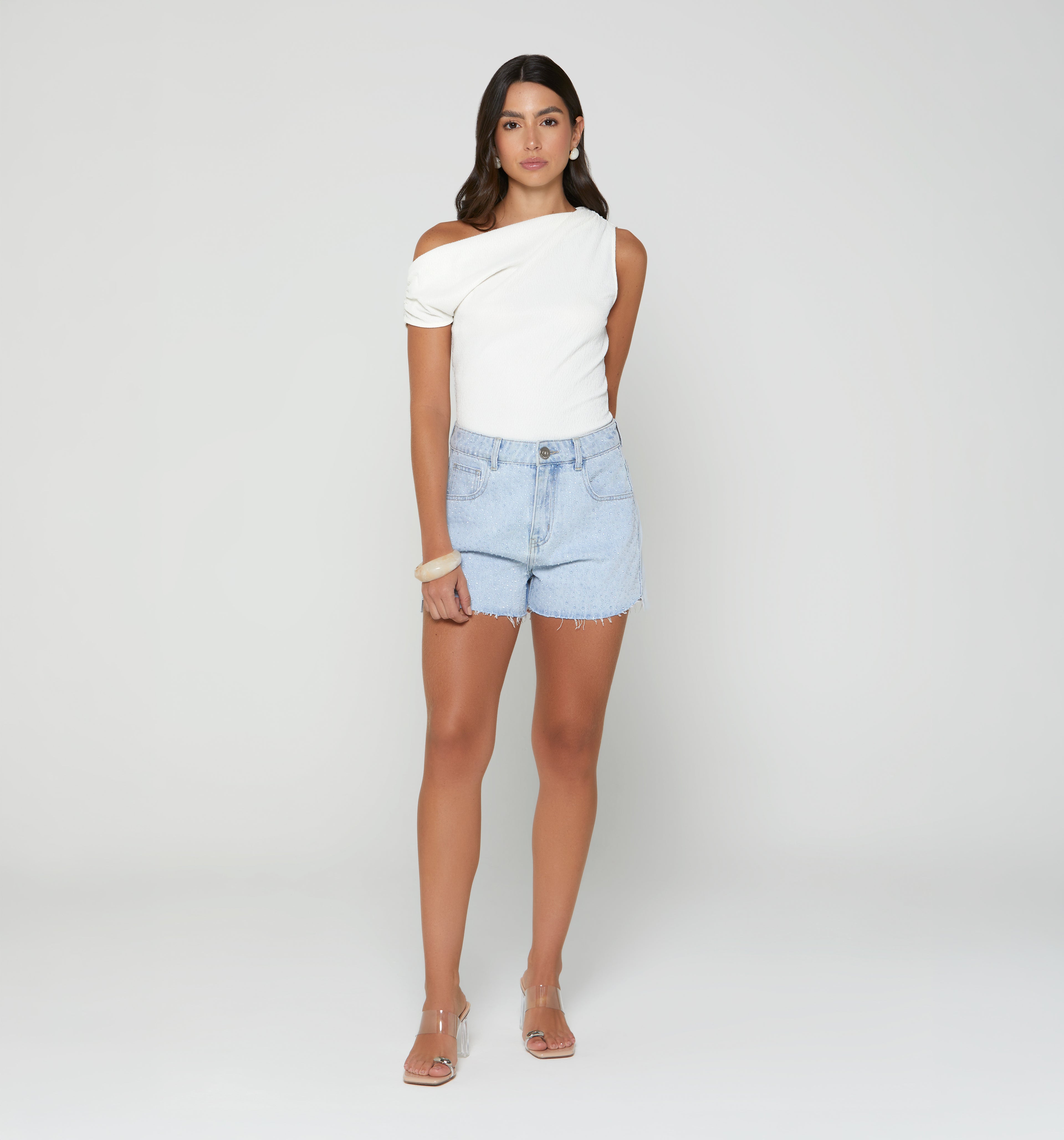 Short Tiro Alto Con Cristales