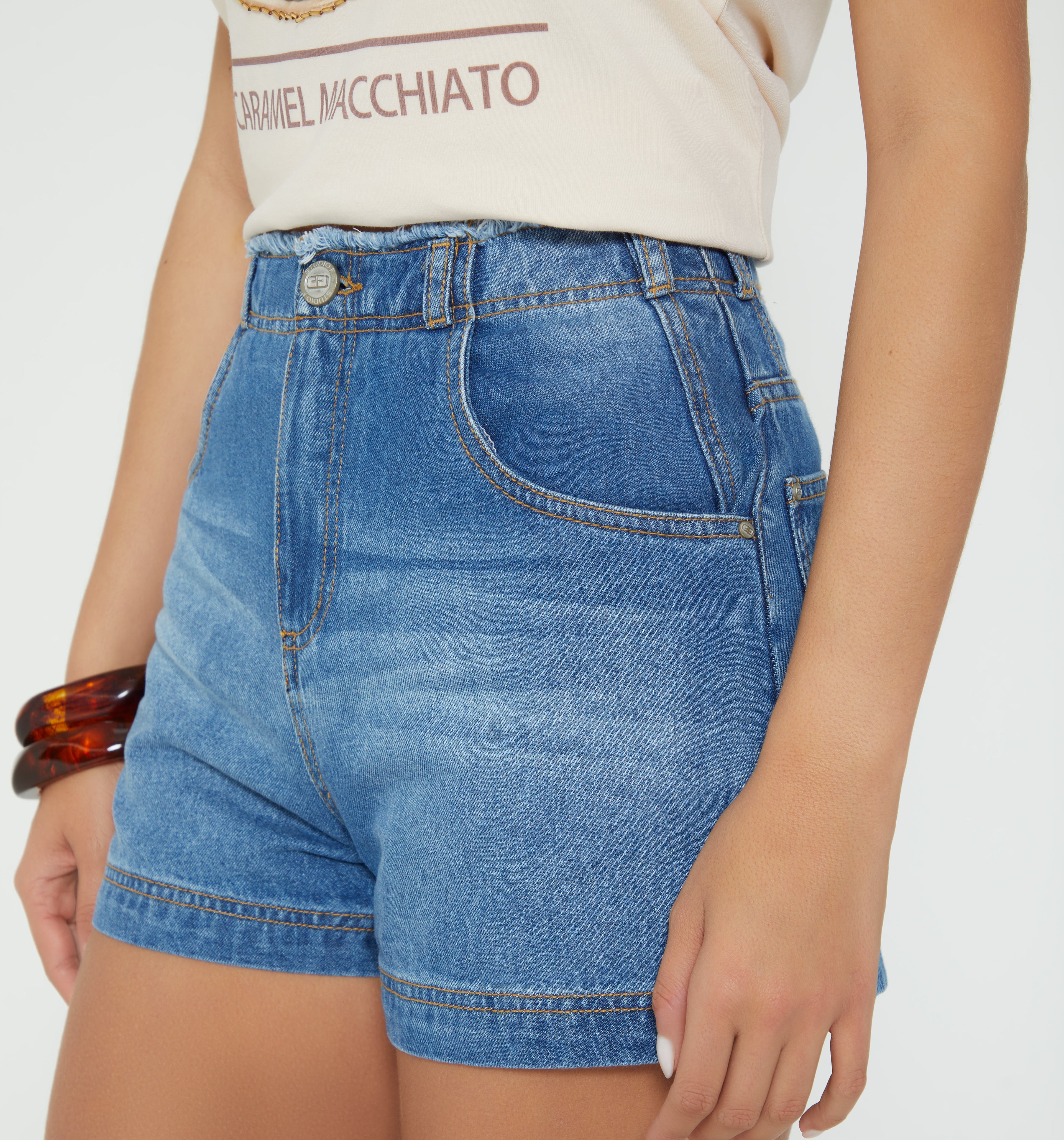 Short Tiro Alto Pretina Desflecada