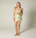 Falda Short Con Cruce De Tiras - Natural