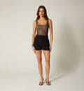 Short Tiro Alto Pinzas Bolsillo Diagonal