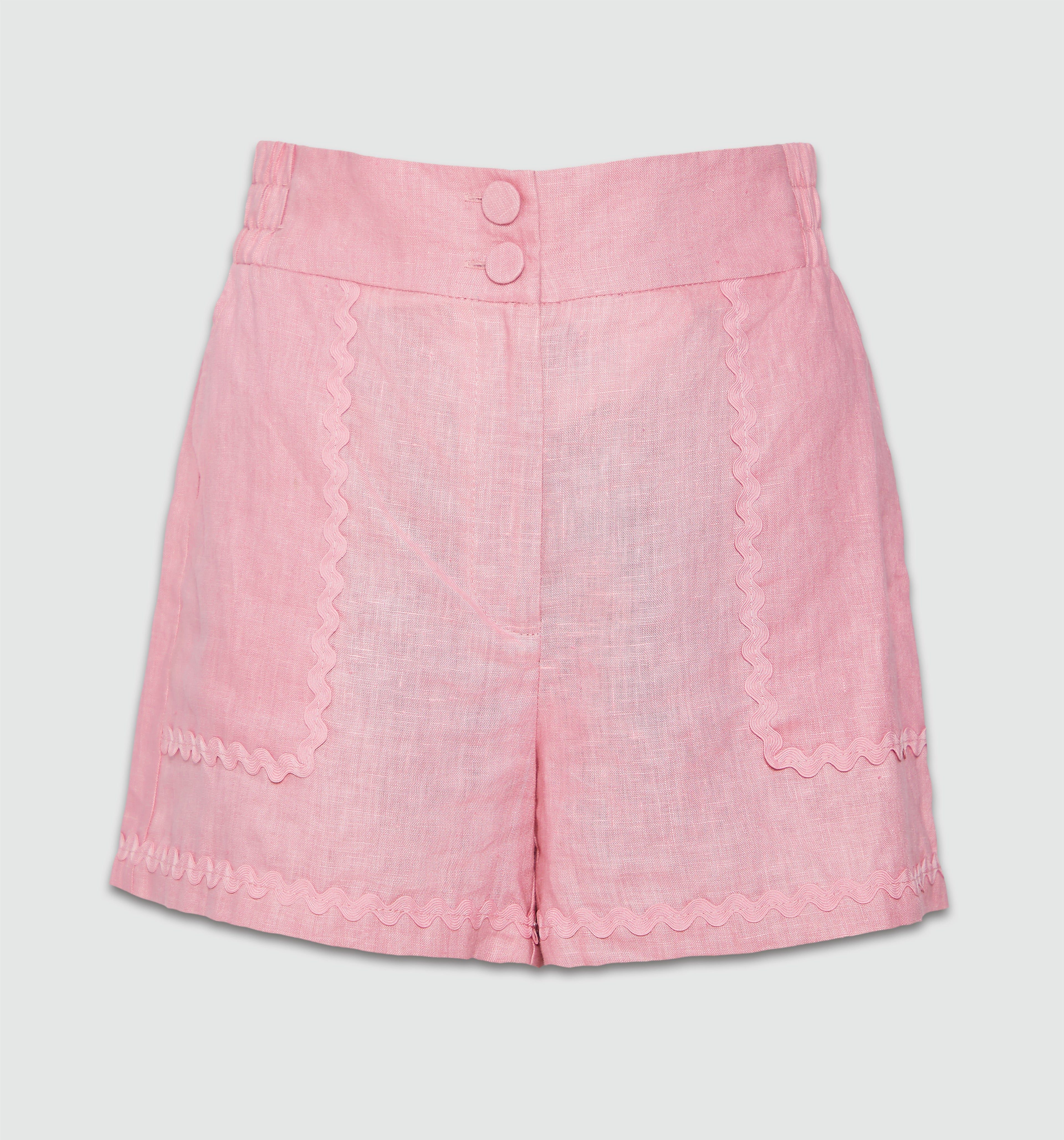 Short Tiro Alto Bolsillos Sobrepuestos