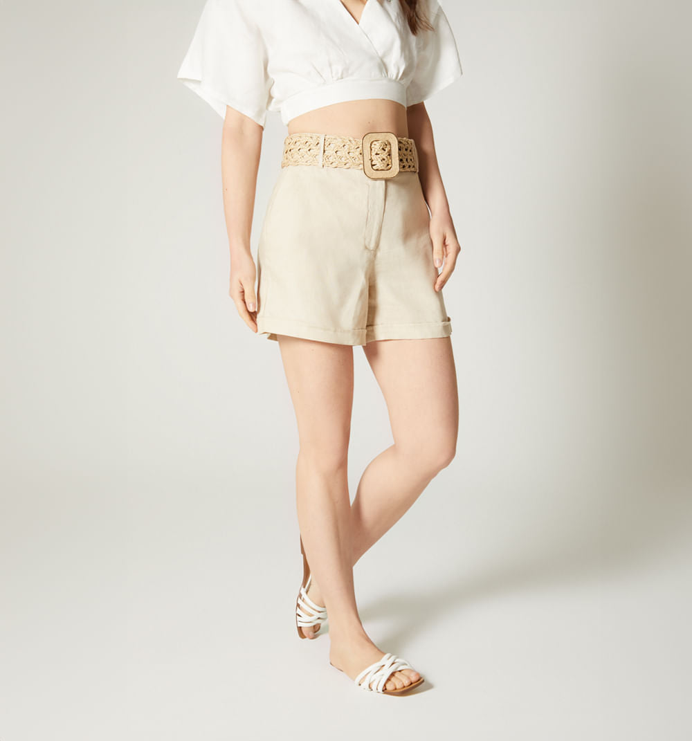 Short Tiro Alto Con Correa - Nuevo Beige
