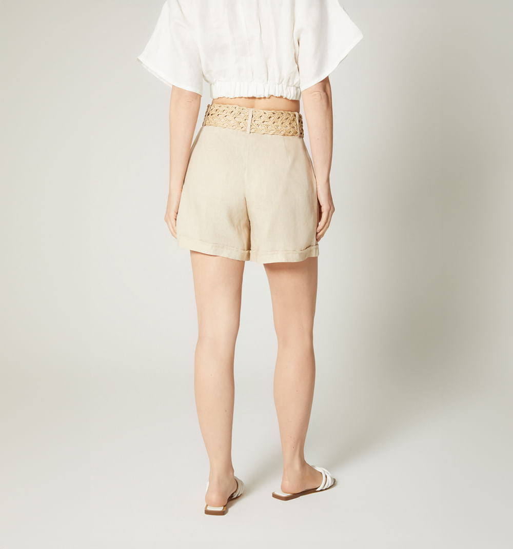 Short Tiro Alto Con Correa - Nuevo Beige