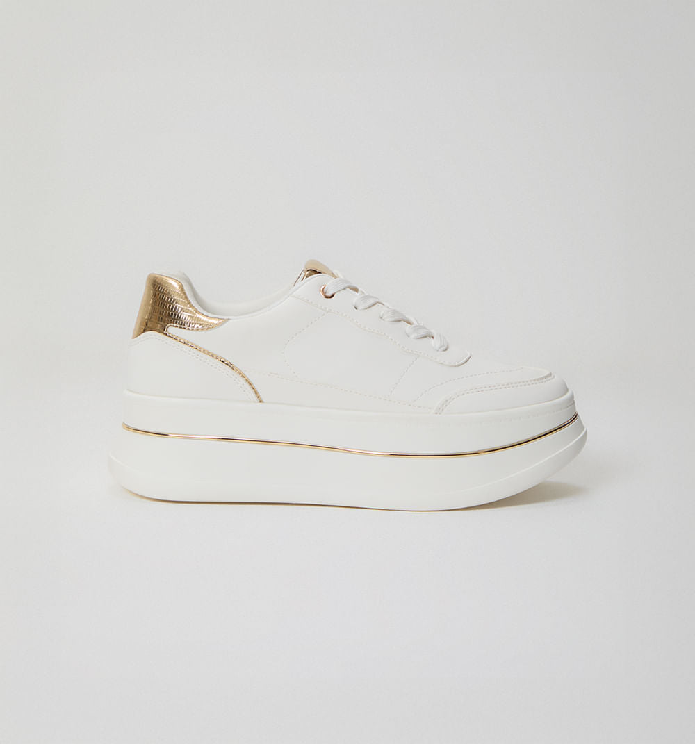 Tenis Plataforma Con Detalles Dorados