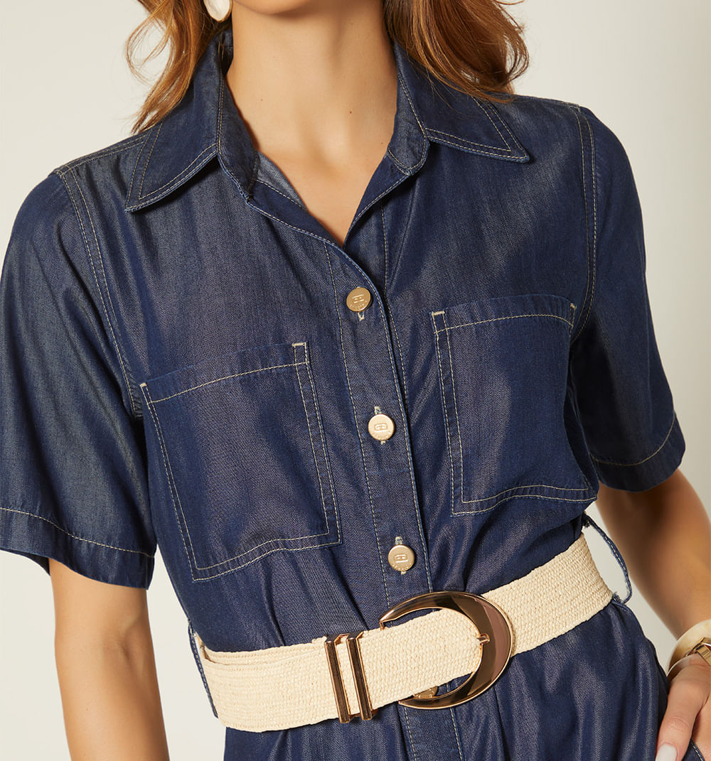 Vestido Camisero Midi Manga Corta