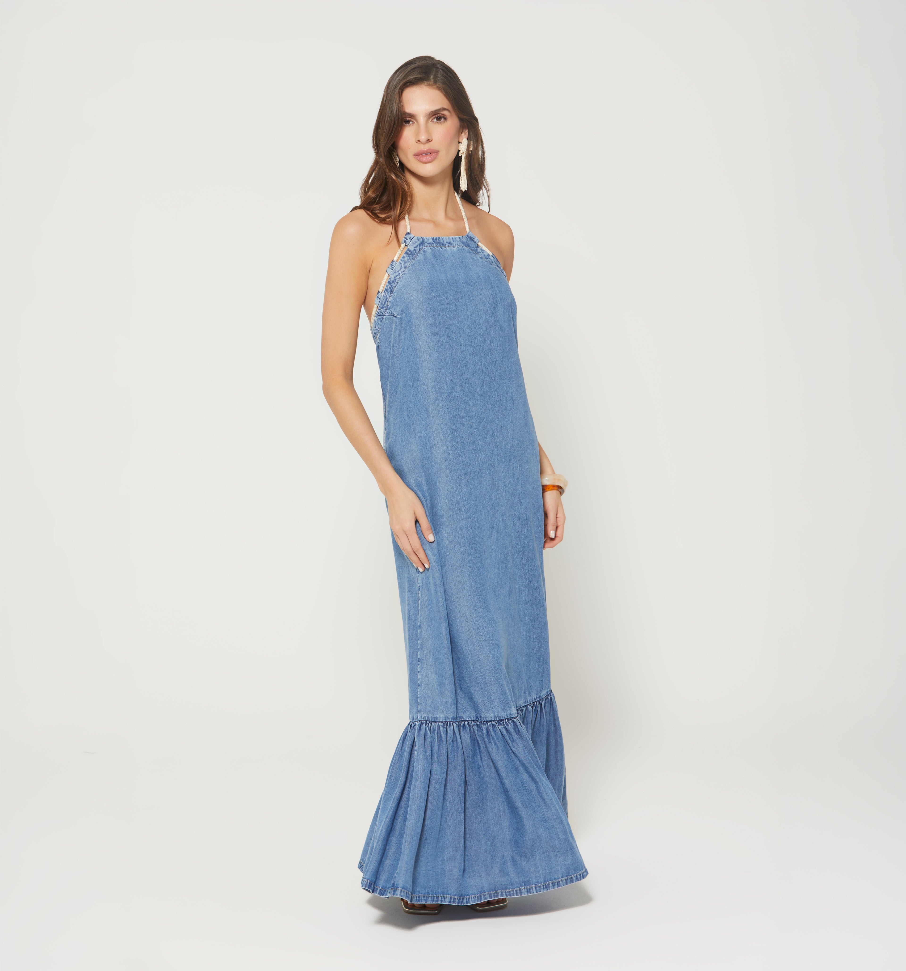 Vestido Largo Tiras Cordon