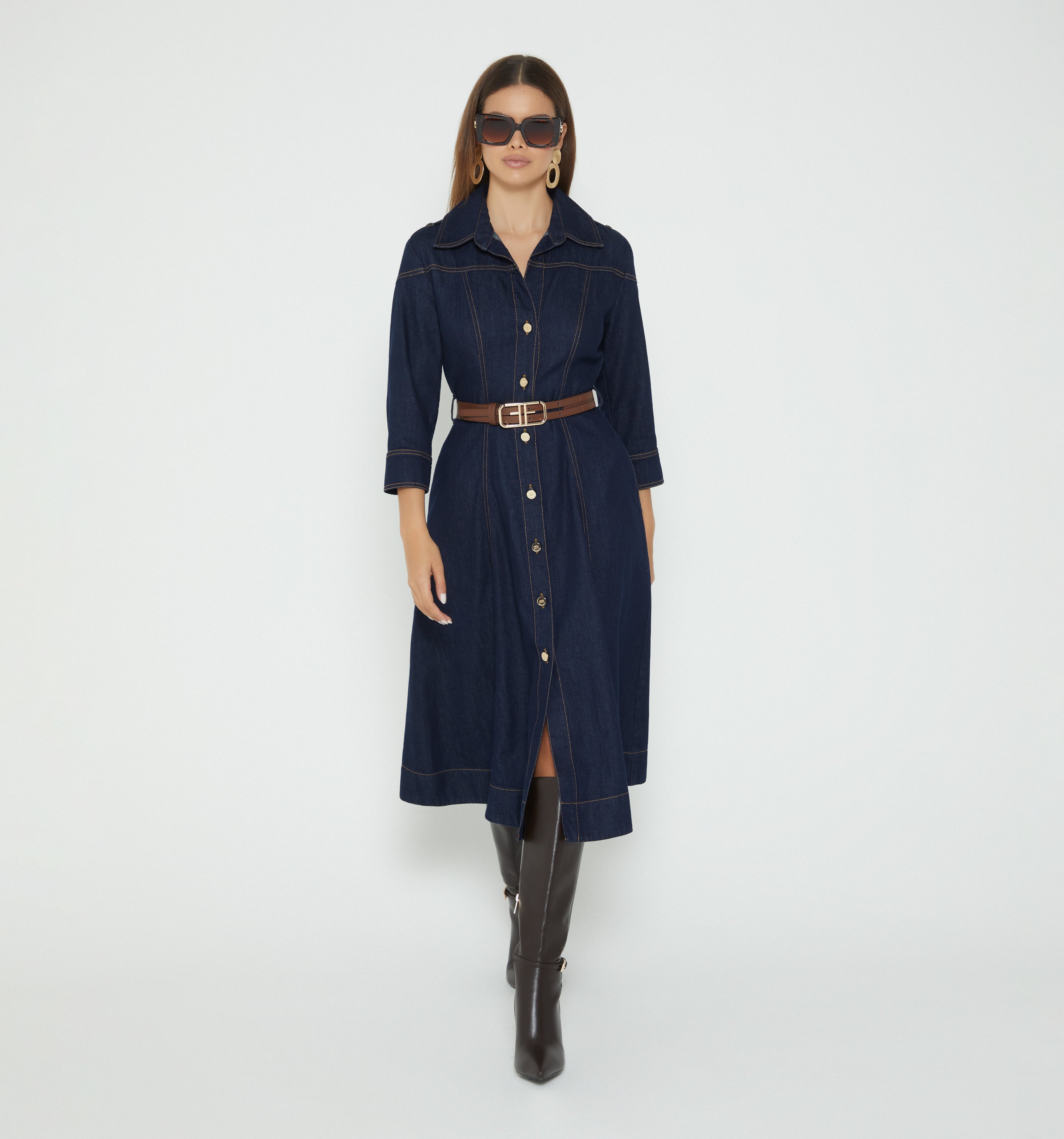 Vestido Midi Cortes Con Correa