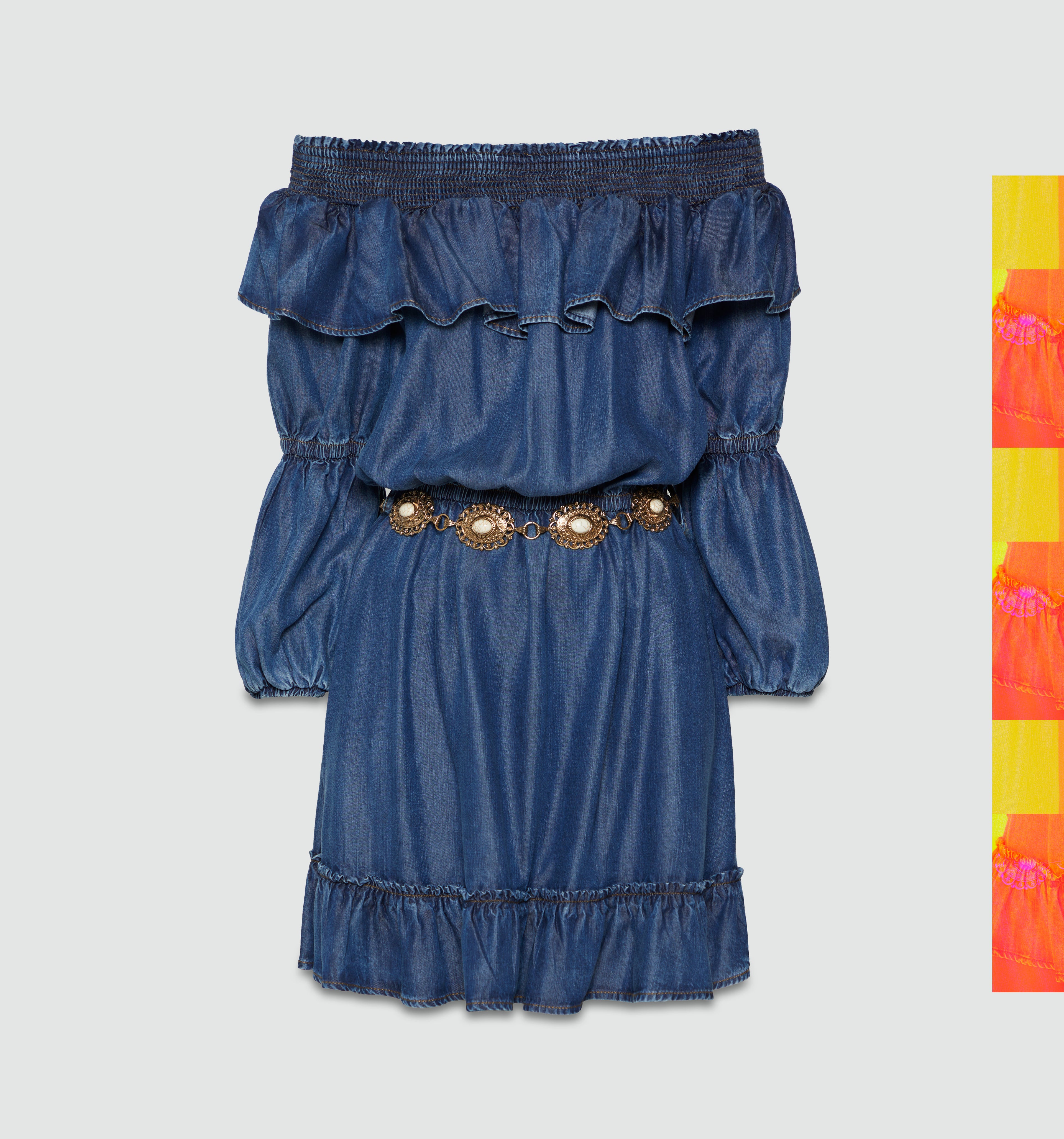 Vestido Escote Bandeja Ruchado Correa
