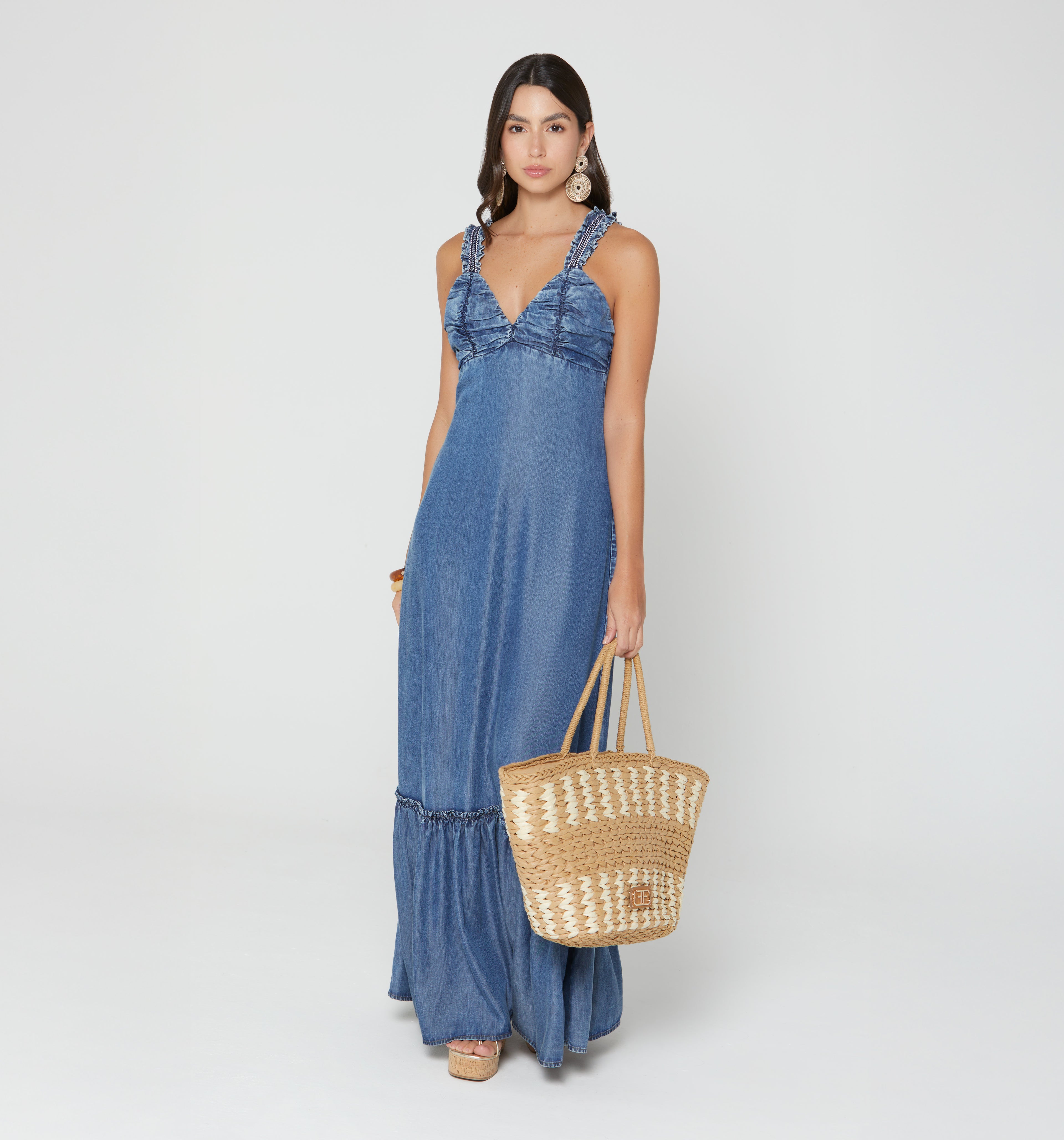 Vestido Largo De Tiras Con Insumo