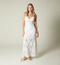 Vestido Largo De Tiras Con Insumos - Blanco