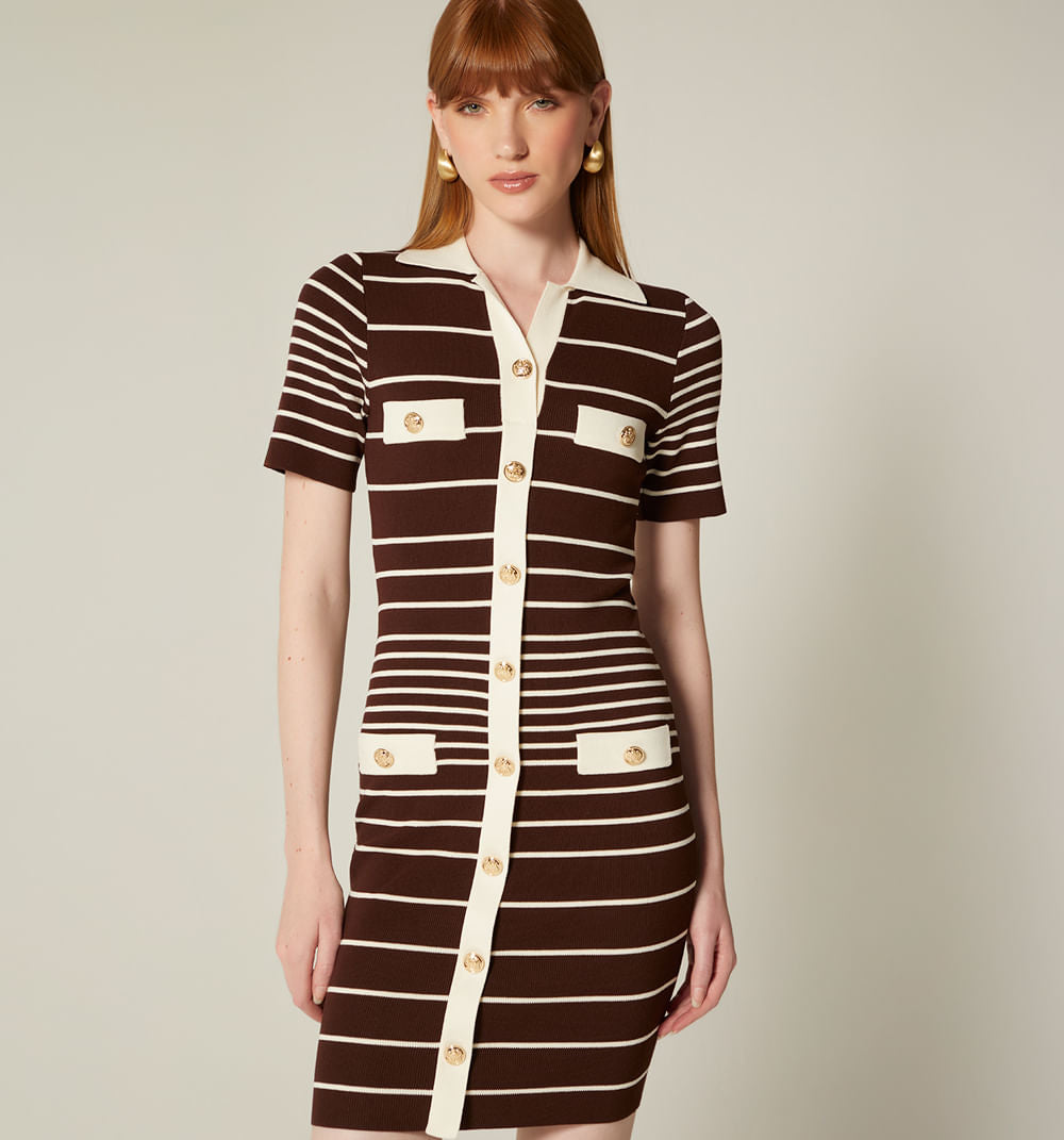 Vestido Manga Corta Cuello Tipo Polo