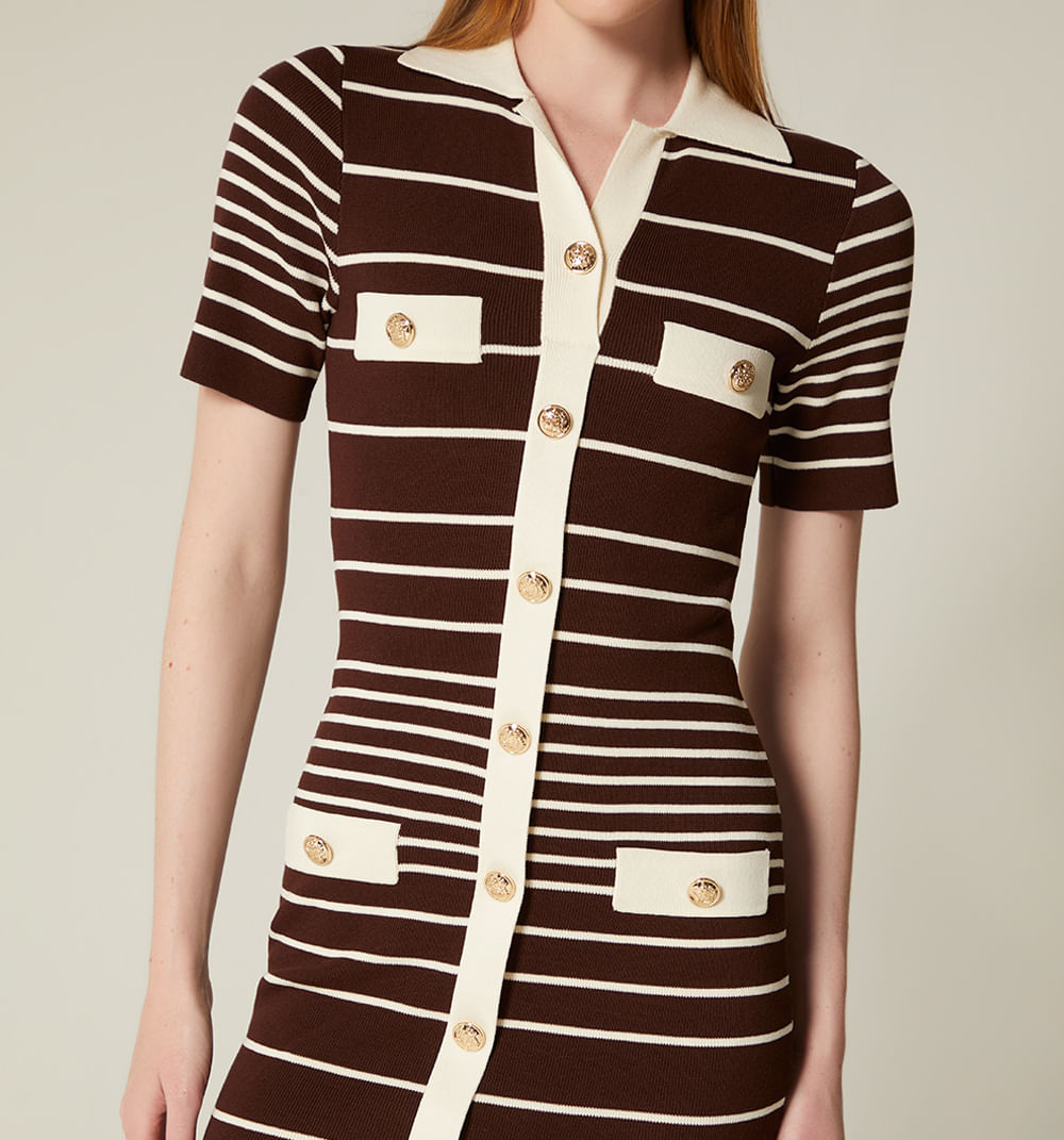 Vestido Manga Corta Cuello Tipo Polo