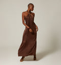 Vestido Largo Halter - Cafe