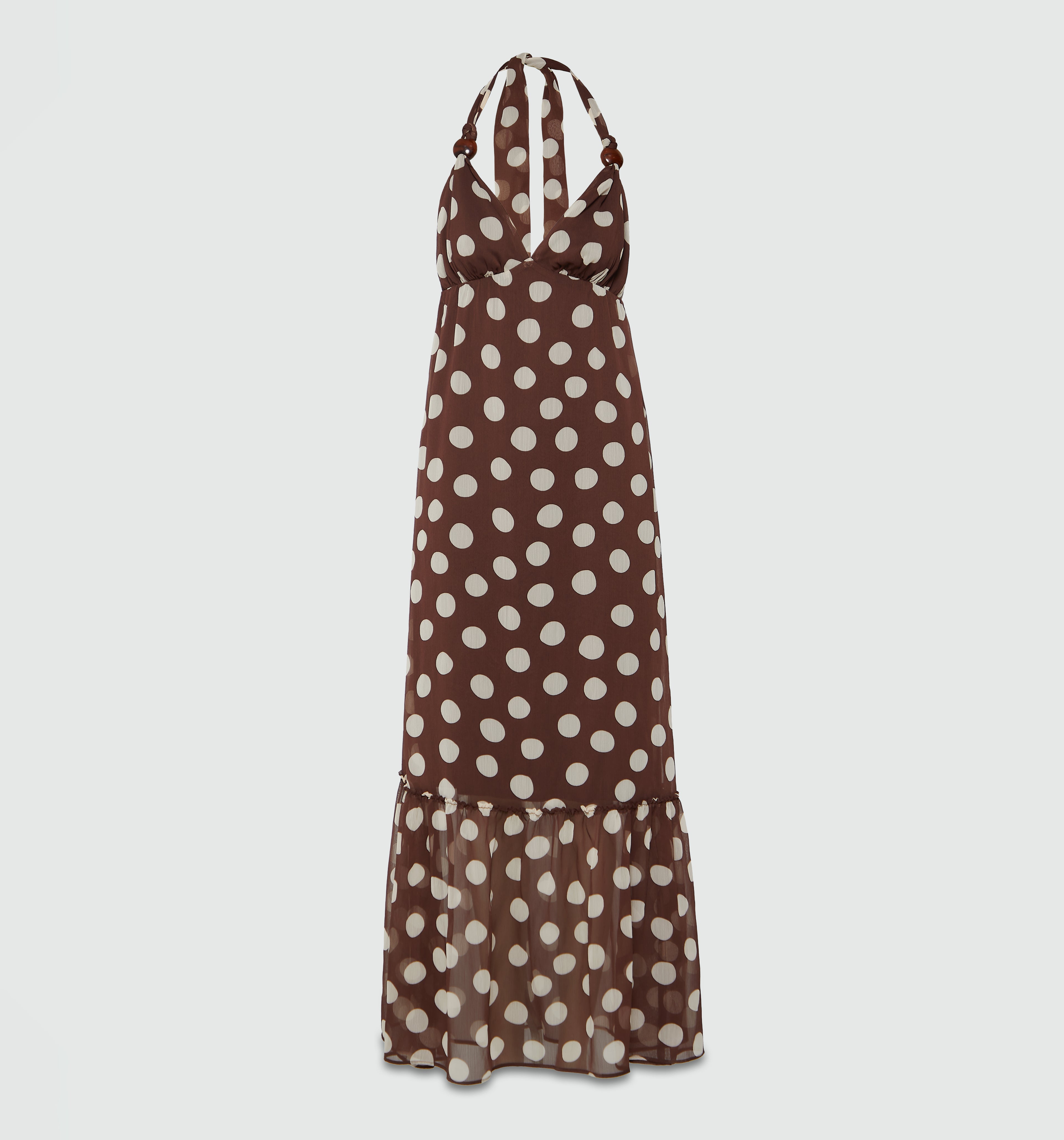 Vestido Largo Halter - Cafe