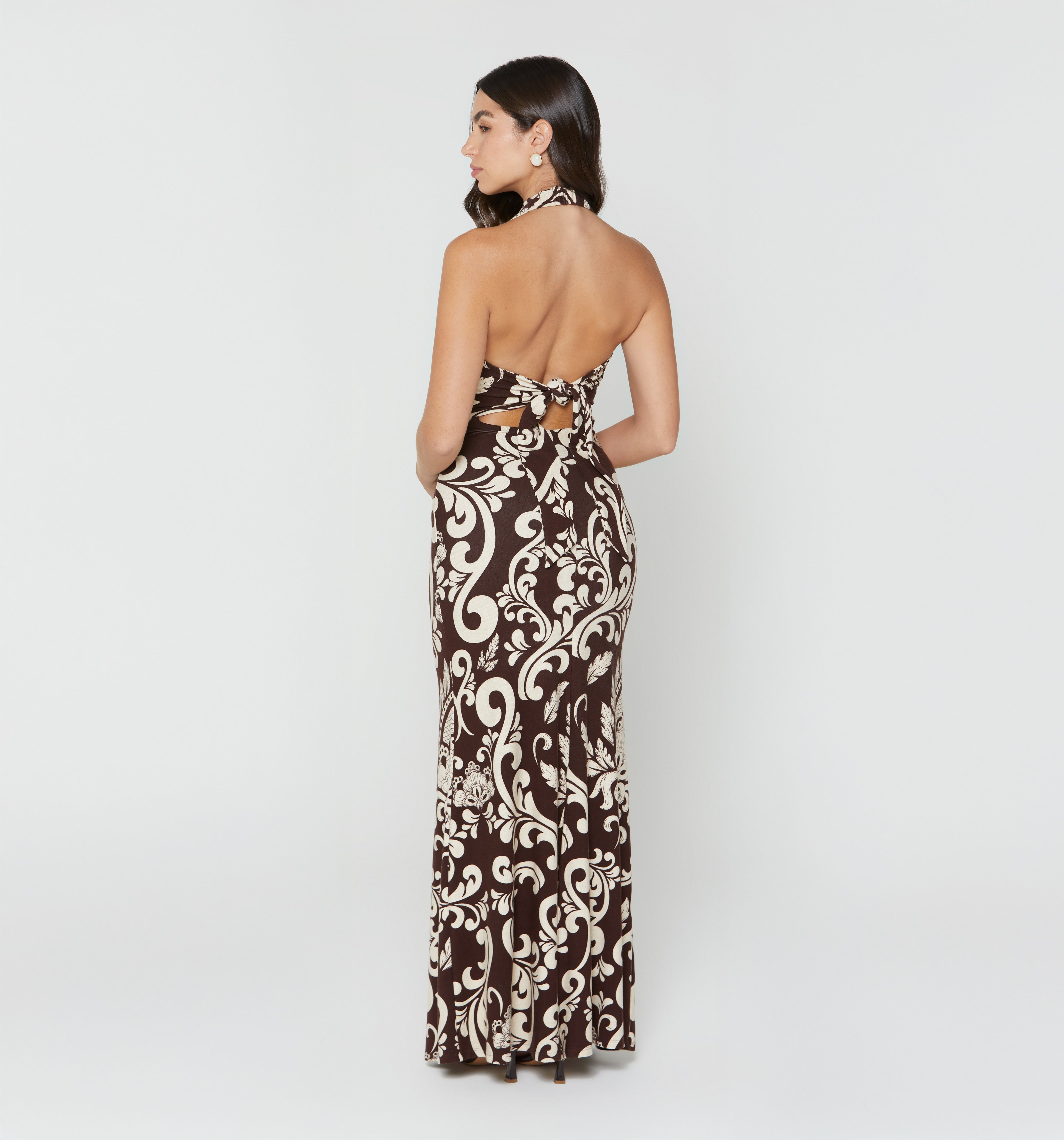 Vestido Largo Halter Con Herraje