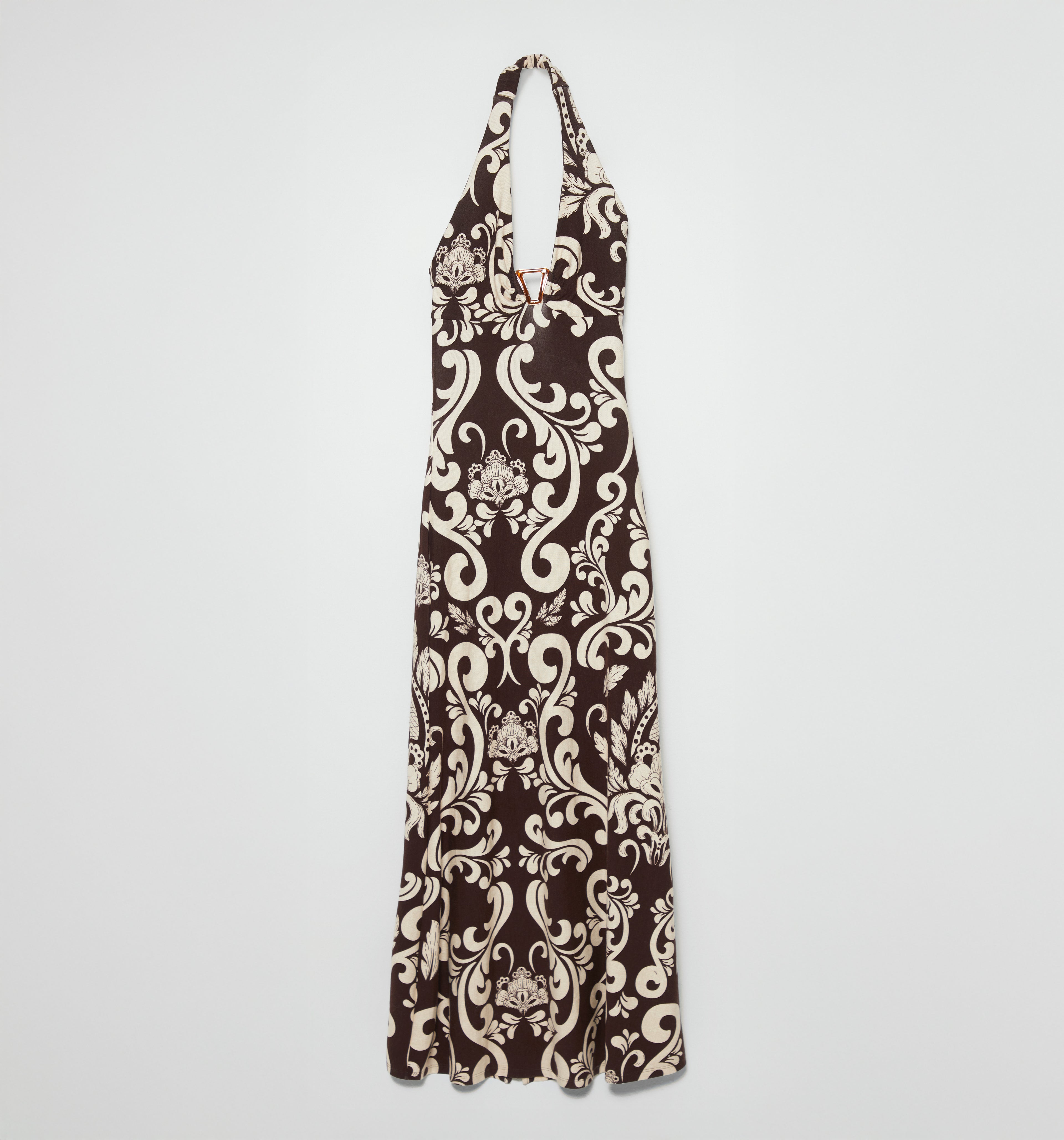 Vestido Largo Halter Con Herraje