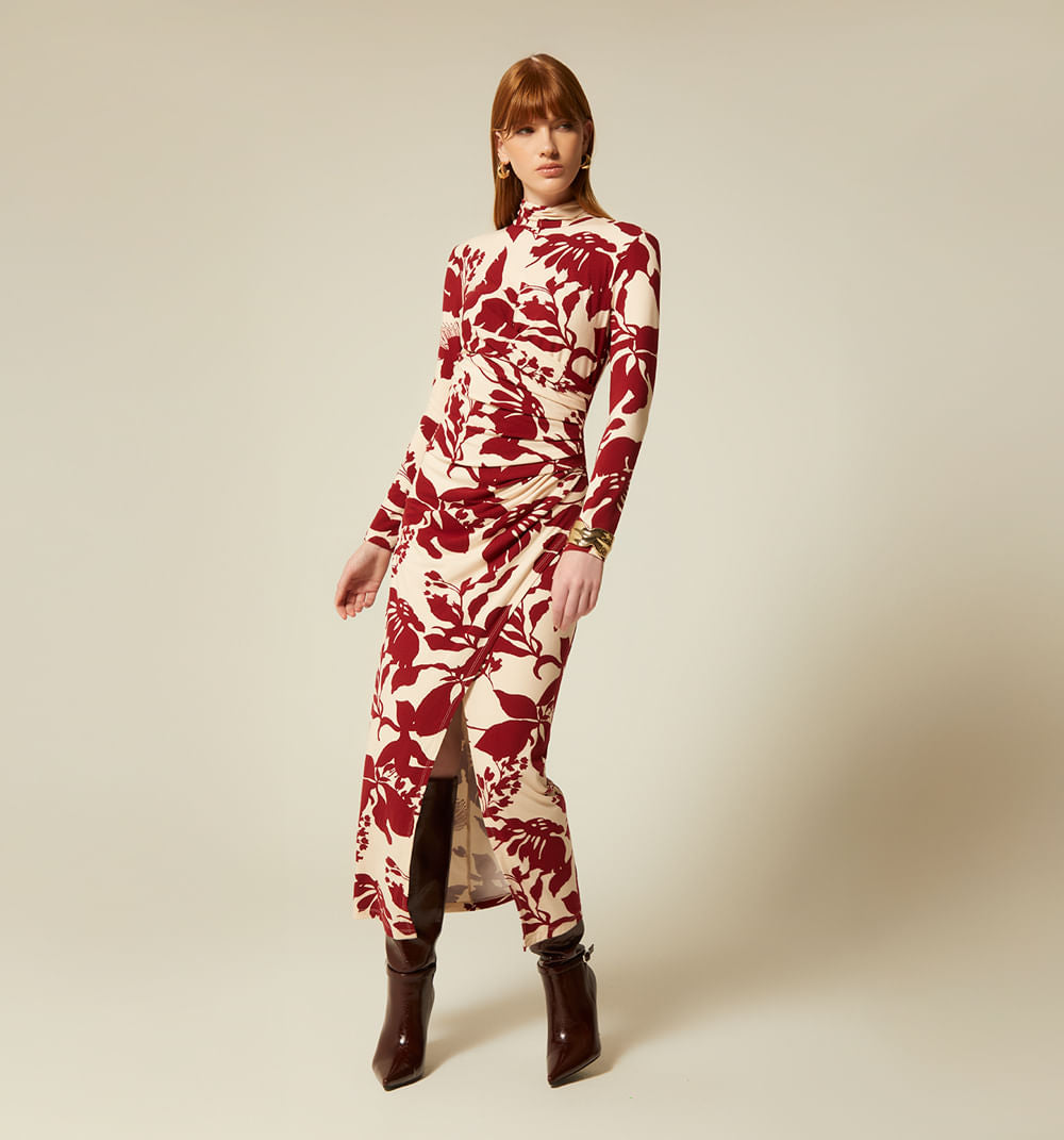 Vestido Midi Manga Larga