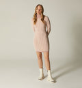 Vestido Manga Larga Cuello Alto Con Cier