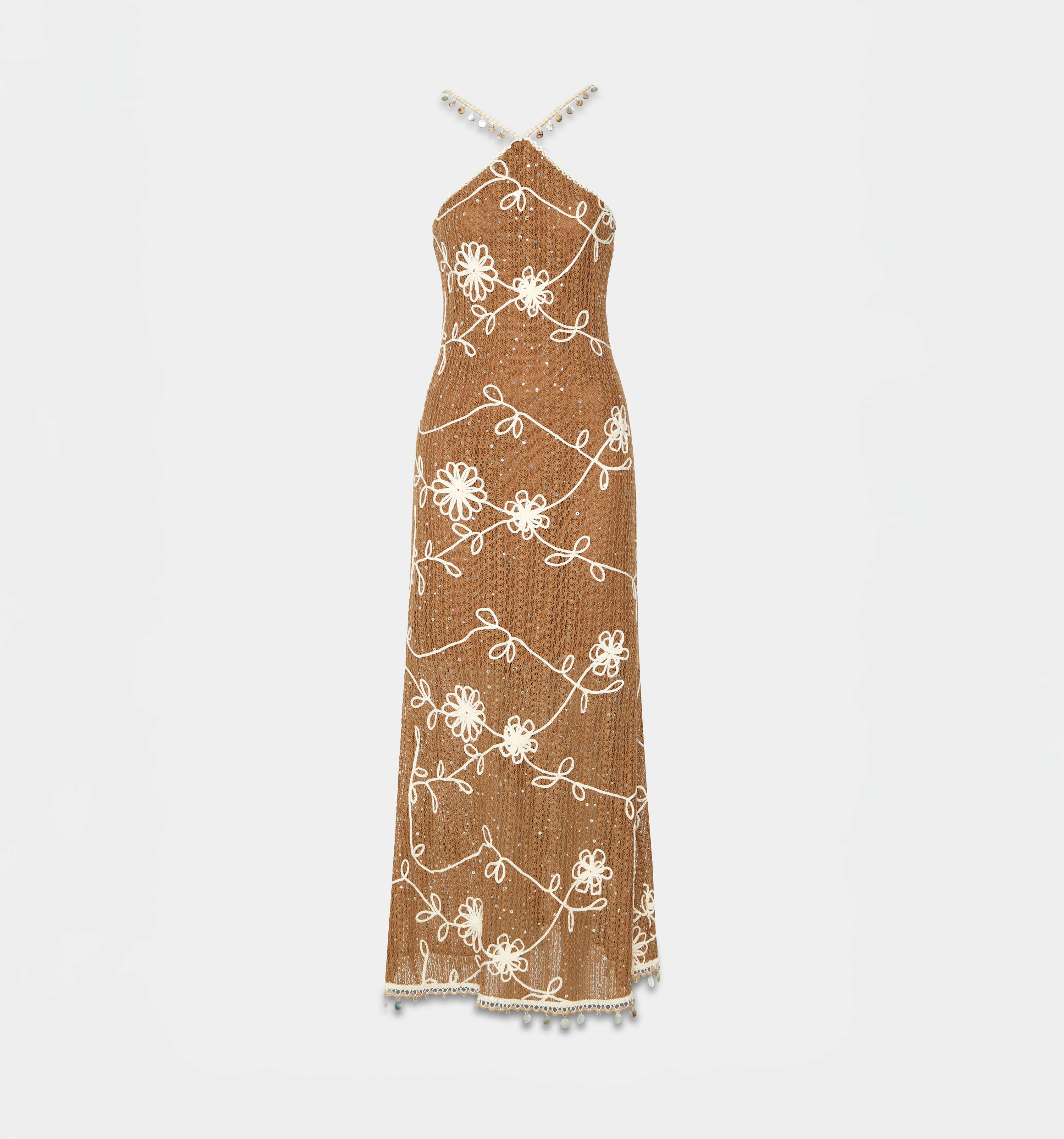 Vestido Largo De Tiras Con Insumos - Gris