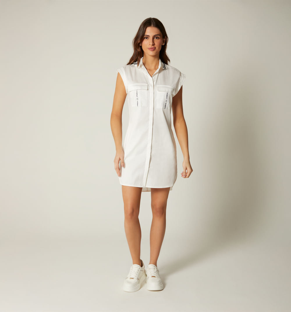 Vestido Corto Con Bolsillos