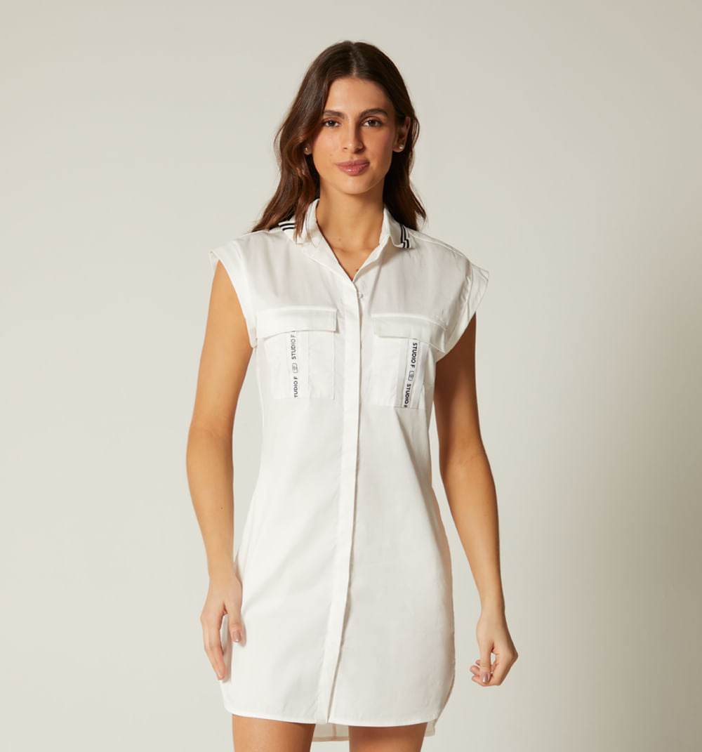 Vestido Corto Con Bolsillos