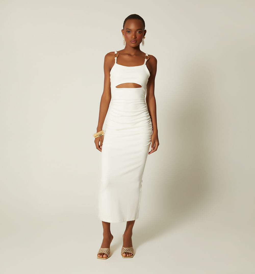 Vestido Midi De Tiras Con Herraje