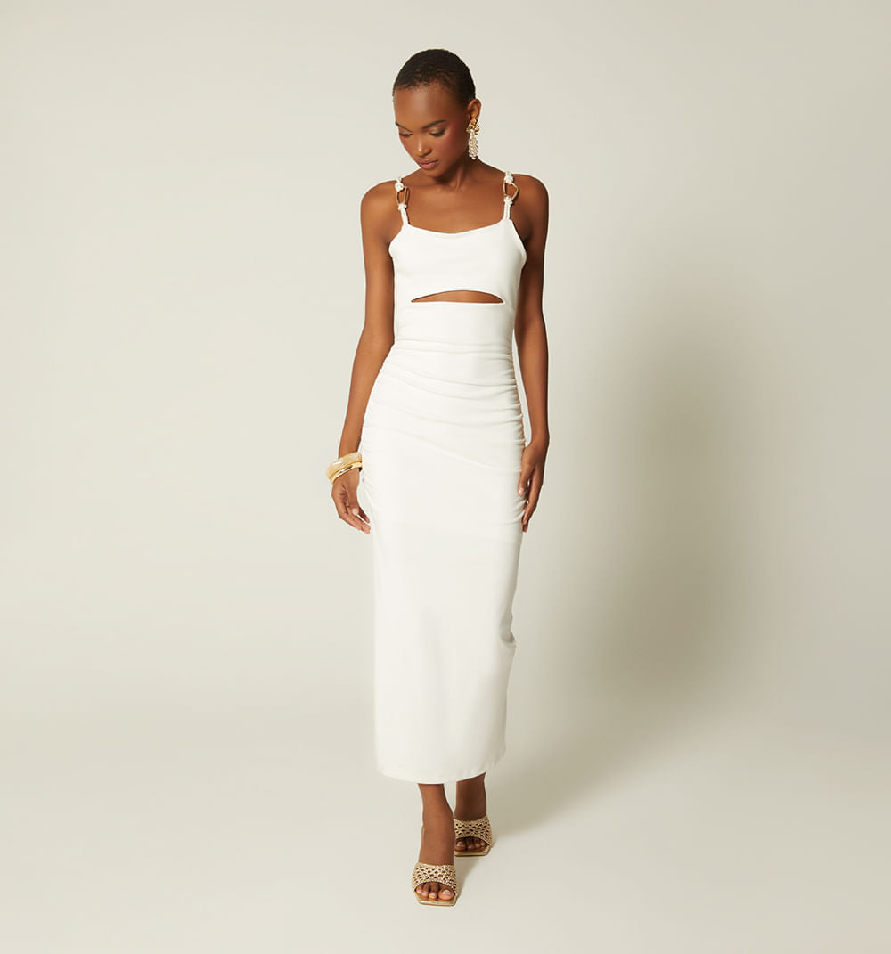 Vestido Midi De Tiras Con Herraje