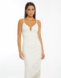 Vestido Largo Asimetrico Con Flecos