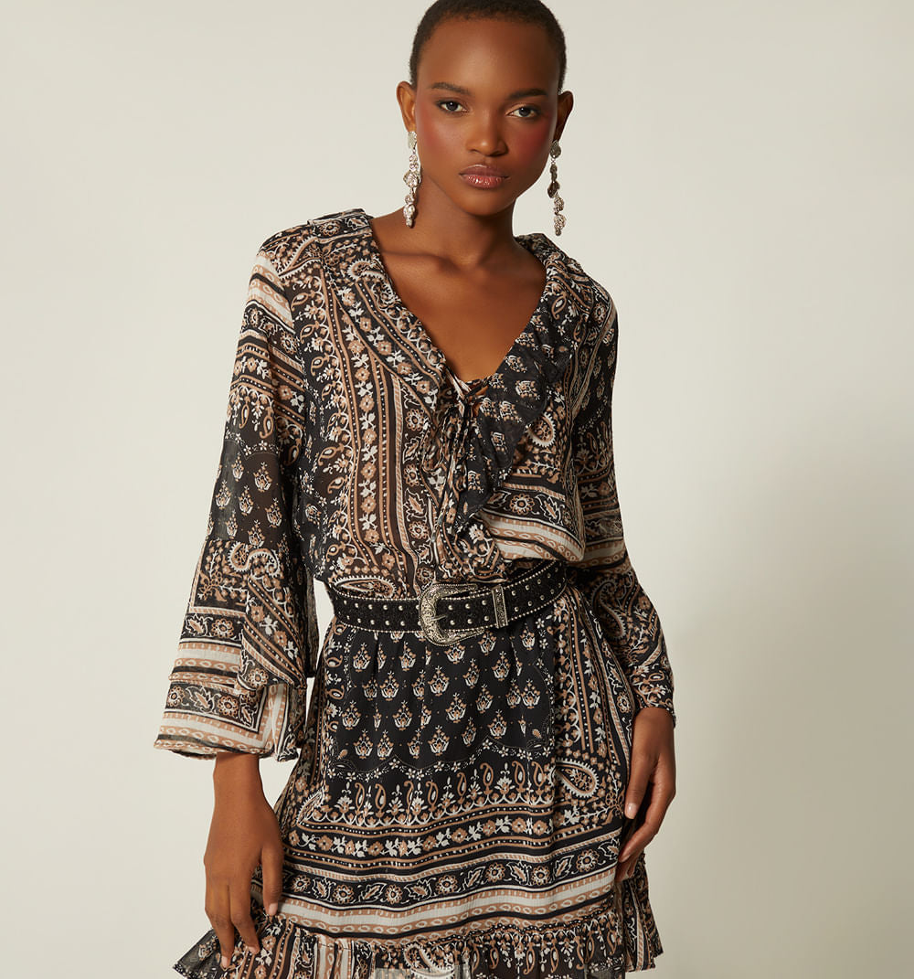 Vestido Manga 3/4 Con Cinturon